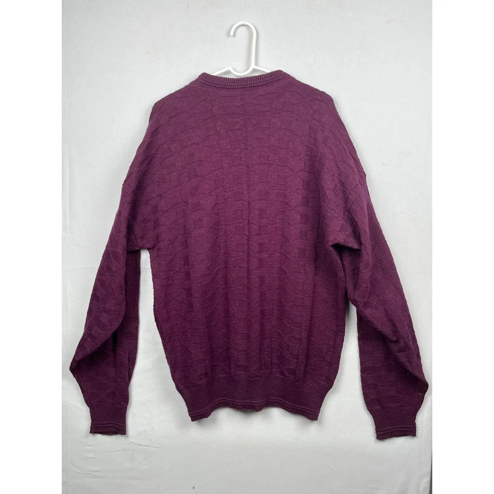 Unbranded Cotton Textured Knit Sweater Mens XL Tall Purple Made in USA